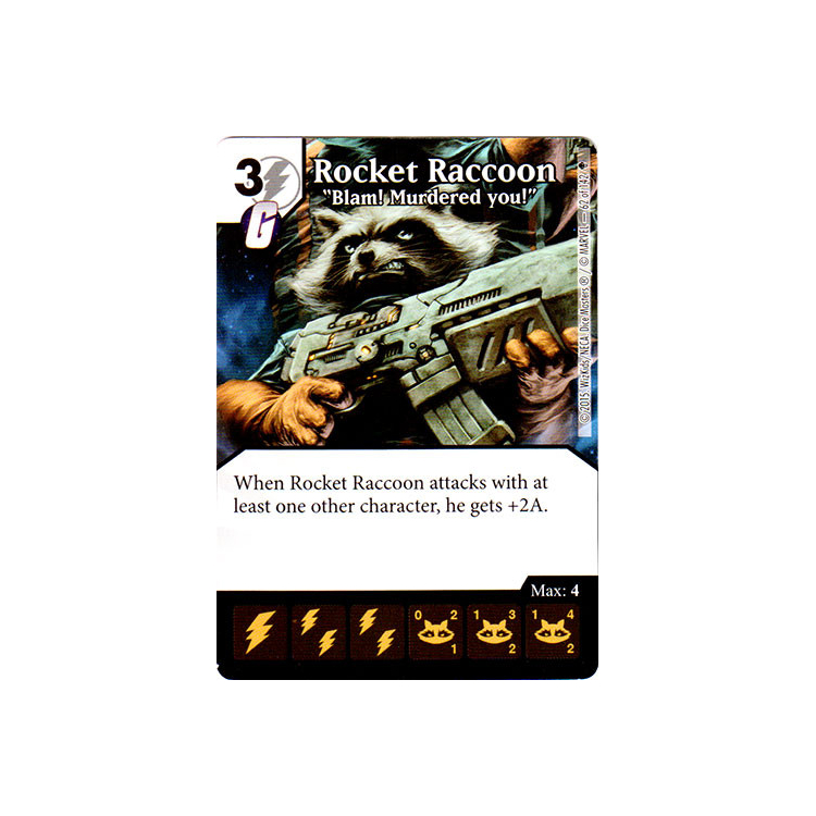 Rocket Raccoon - "Blam! Murdered you!" (Card Only) - Age of Ultron - Marvel Dice Masters Rocket Raccoon - "Blam! Murdered you!" (Card Only) - Age of Ultron - Marvel Dice Masters