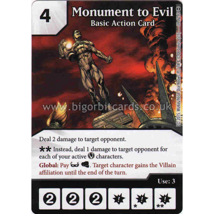 Monument to Evil - Basic Action Card (Card Only) - War of Light - DC Dice Masters Monument to Evil - Basic Action Card (Card Only) - War of Light - DC Dice Masters