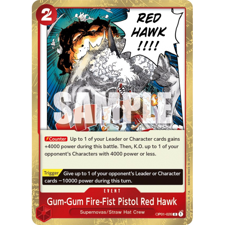 ワンピース カード G/G/F PISTOL RED HAWK 3枚セット Gum-Gum Fire-Fist Pistol Red Hawk (Foil) - Big Orbit Cards