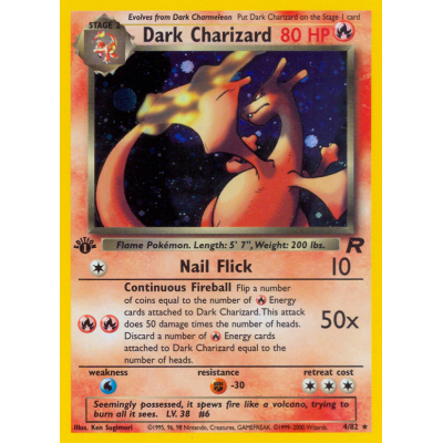 black holo（first edition） 1 of 500 pke-team-rocket-dark-charizard