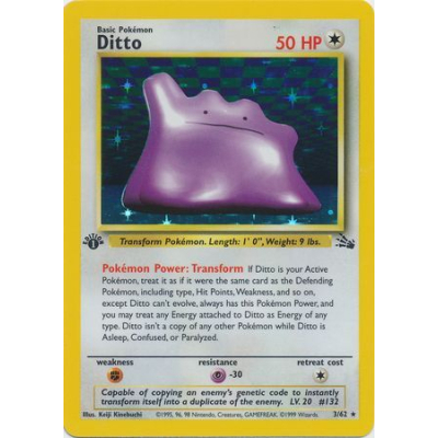 英語版初期　ポケモンカード　Ditto 1st Edition holo Ditto (Holo) (1st Edition) - Fossil - Big Orbit Cards