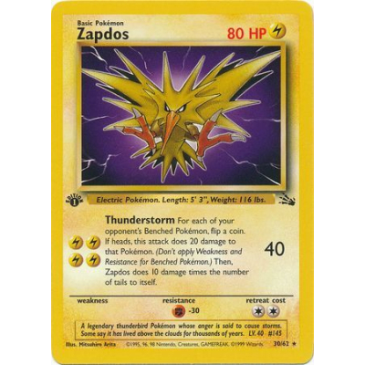Pokémon TRADING CARD GAME FOSSIL 未開封 Zapdos (1st Edition) - Fossil - Pokemon - Big Orbit Cards